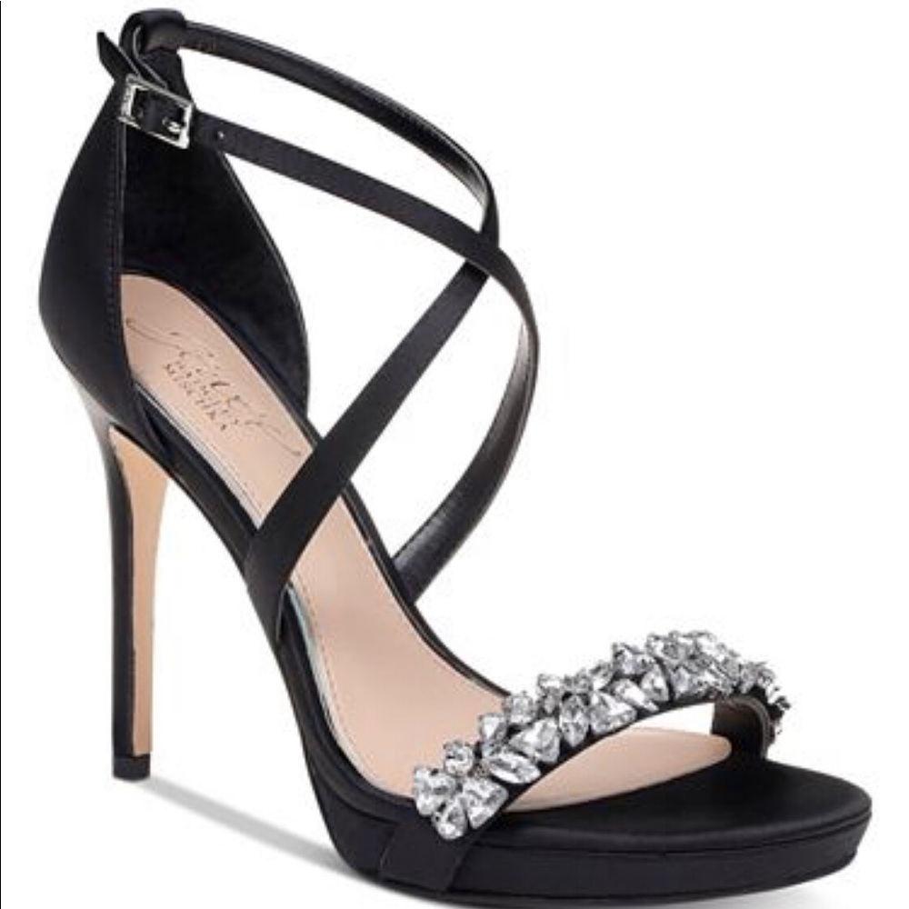 Badgley Mischka Black Jeweled Heels